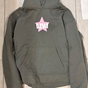 AZVA cactus valley Hoodie - grey Green with Pink Star xl